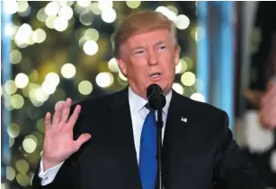  ?? AP PHOTO ?? U.S. President Donald Trump speaks in the Grand Foyer of the White House in Washington on Wednesday.