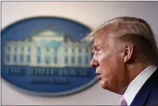  ?? ALEX BRANDON — THE ASSOCIATED PRESS ?? President Donald Trump speaks about the coronaviru­s in the James Brady Press Briefing Room of the White House, Wednesday, April 1, 2020, in Washington.
