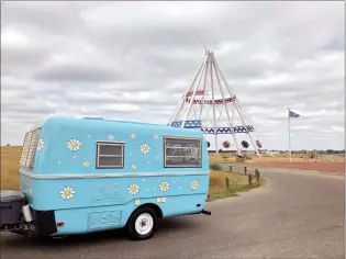  ?? SUBMITTED PHOTO ?? Sandy Kapeller’s bright blue trillium trailer, aptly named Miss Daisy, will be one of 80 at the inaugural Medicine Hat Vintage Trailer Rally, taking place Aug. 18-21.