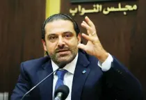  ??  ?? Lebanon’s Prime Minister Saad Al-Hariri gestures during a press conference in Parliament building in Beirut on Monday. (Reuters)