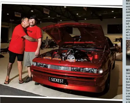  ??  ?? ABOVE: Older SM readers may remember Billy Shelton’s wildly modified HQ Monaro, SICKO Nov ’07). Well, Billy was back with a new ride at Rocky, a VL Commodore dubbed SICKEST. Decked out in Billy’s signature red-on-red, the VL is also a toughie, packing a twin-turbo Pete Phillips LS. The VL won Top Engine Bay, Top Competitio­n and 2nd Top Paint (SM,