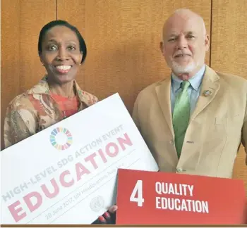  ??  ?? From left, former Ambassador of Grenada to the UN Dessima Williams and UN General Assembly President Peter Thomson were part of the SDG Action Event on Education.