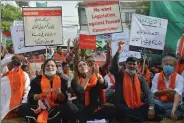  ?? ?? File photo of minority population representa­tives protesting in Lahore.