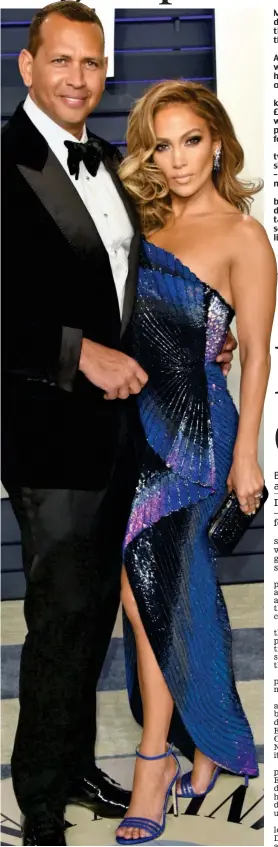  ??  ?? Happy couple: Alex Rodriguez and Jennifer Lopez last month