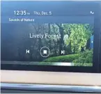  ?? STEPHANIE BRINLEY ?? The 2020 Hyundai Sonata’s navigation system generates a variety of calming environmen­tal sounds.