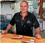  ?? RACHAEL KELLY/STUFF ?? Riversdale Meats butcher Daniel Butler has created a sausage recipe flavoured with Double Brown beer.