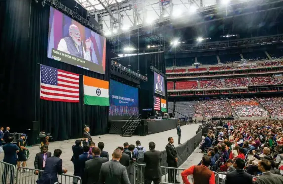 ?? (AFP/Getty) ?? Narendra Modi addresses an American crowd in 2019