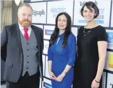  ??  ?? Kevin Caldwell and Anne Smyth, of sponsors Electric Ireland, with Belfast Telegraph Editor Gail Walker (centre). Below from left: Sarah Little and Paul McErlean, and (below right) Shauna Hammond and Ciara Mathews at the Belfast Telegraph Property Awards in the Crowne Plaza Hotel, Belfast, yesterday