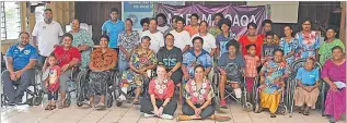  ?? Picture: JONACANI LALAKOBAU ?? Right, Marama Qaqa project founder Kalesi Nainoca, sitting fifth from left, with guests during the project launch in Nadera, Nasinu yesterday.