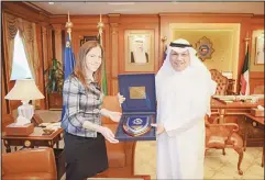  ?? KUNA photo ?? Kuwait’s Interior Minister Sheikh Khaled Al-Jarrah meets with Acting US Deputy
Secretary of the Treasury Sigal Mandelker.