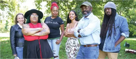  ?? ANTHONY VAZQUEZ/SUN-TIMES ?? From left: Maggie Marystone, Britteney Kapri, Kiana Hughes, Jean Edrada, Tyrone Branch and Vincent Carter are part of Baked, a group hoping to win pot shop licenses.