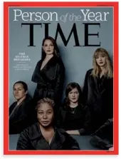  ?? HANDOUT VIA REUTERS ?? Ashley Judd, Susan Fowler, Adama Iwu, Taylor Swift and Isabel Pascual (a pseudonym) are pictured on the Time magazine Person of the Year cover for 2017 in this handout photo from Time Inc.