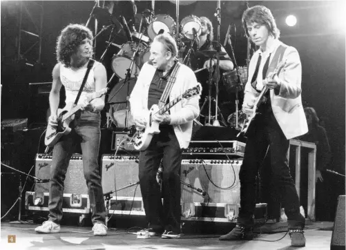  ?? ?? 4 4. On stage with Billy Squier (left) and another of Jeff’s alltime heroes, Les Paul