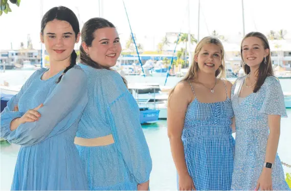  ?? Picture: Alyssa Kelly. ?? Lucinda Reid (Elsa), 14, Aimee Segal (Anna), 17, Amelia Betcher (Anna) 14, and Katie Rogan (Elsa) 17, are starring in a local production of Frozen Jr.