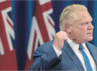  ?? ANDREW FRANCIS WALLACE TORONTO STAR ?? Ontario Premier Doug Ford is taking an unpreceden­ted step of invoking the “notwithsta­nding” clause to override a court decision that shut down his plans to cut the size of Toronto’s city council.