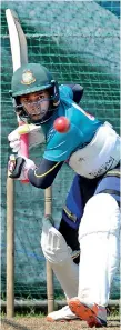  ??  ?? Bangladesh Captain Mushfiqur Rahim bats during a practice session