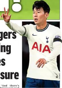  ?? ?? THREE’S EASY: Son celebrates his quickfire Tottenham hat-trick last night