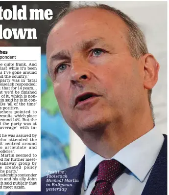  ?? ?? ‘Positive’: Taoiseach Micheál Martin in Ballymun yesterday