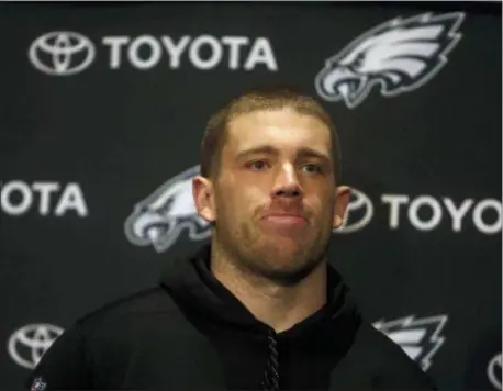  ?? JACQUELINE LARMA — THE ASSOCIATED PRESS ?? Eagles tight end Zach Ertz answers a question at a news conference Wednesday in Philadelph­ia.