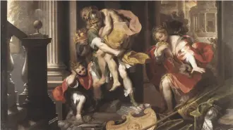  ?? ?? SOLDA İtalyan Rönesans ressamı Federico Barocci’nin, Aeneas’ın Troya’dan kaçışını tasvir ettiği 1598 tarihli tablosu
