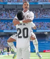  ?? ?? Real Madrid’s scorers yesterday, Vinicius Junior and Rodrygo