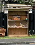  ??  ?? The community pantry in Glen Eden, Auckland, which was sullied with a dirty nappy and spilled food.