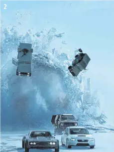  ?? FOTO: UNIVERSAL PICTURES ?? Reichlich Action gibt es in Fast & Furious 8, etwa wenn Autos vor einem U-Boot fliehen, das durch eine Eisschicht bricht.