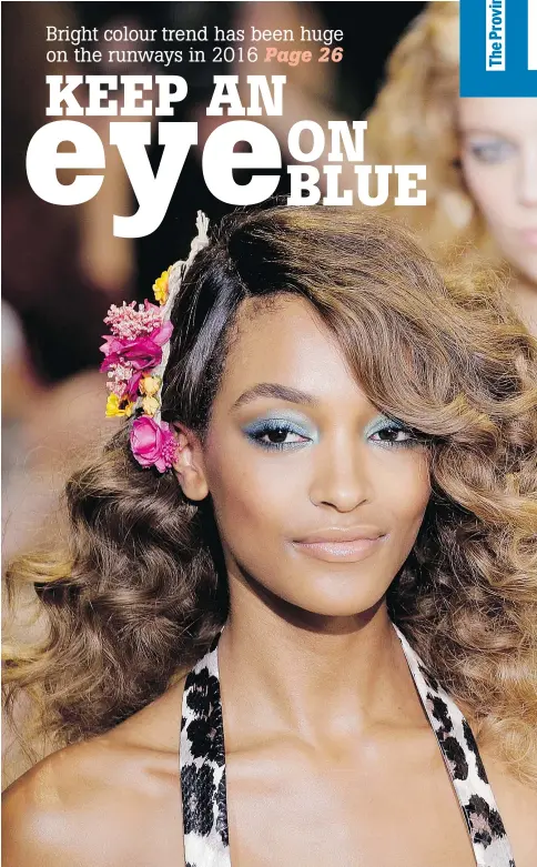  ?? JP YIM/GETTY IMAGES ?? Blue eye makeup is all the rage these days, as shown by Jourdan Dunn on a New York runway.