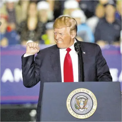  ?? BILD: SN/AP ?? US-Präsident Donald Trump bei einem Auftritt am Wochenende in Michigan.