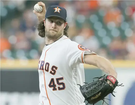  ?? BOB LEVEY/GETTY IMAGES ?? Astros right-hander Gerrit Cole, who will be a free agent this coming offseason, is 14-5 with a 2.87 ERA and has 226 strikeouts.