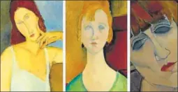  ??  ?? A few of the Amedeo Modigliani paintings whose fakes were displayed at an art exhibit in Genoa, Italy in December 2017