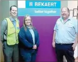  ?? Photograph submitted ?? Charley Clark, director, met with Bakeart employees Kathy Wiltse, human resources manager, and Billy Clark Jr. (far right) to discuss Beakeart’s needs for future employees’ education. Clark said business will tell academy officials what employees need...