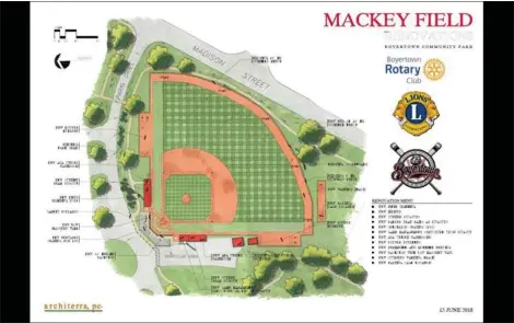  ?? SUBMITTED PHOTO ?? Rendering for the Boyertown Midget Baseball League Mackey Field Renovation­s Project.