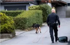  ?? KRISTIAN JACOBSEN ?? Politiet gjorde søk med hunder som del av etterforsk­ningen i går.