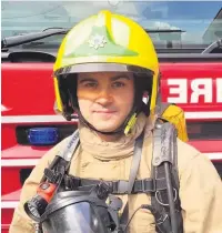  ??  ?? Sean Coles, Macclesfie­ld station’s new on-call firefighte­r
