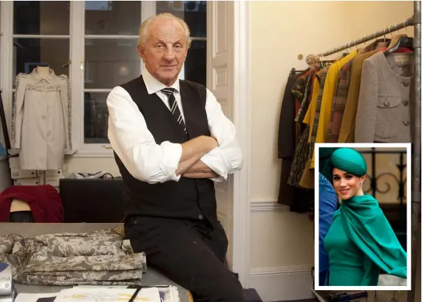  ??  ?? ‘IT’S ABOUT GOOD TASTE’: Fashion designer Paul Costelloe in his London studio. Photo: Nick Edwards.