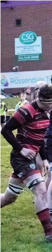  ?? Rob Hockney ?? Macclesfie­ld celebrate a try against Ilkley at the weekend