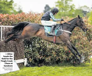  ?? Alan Crowhurst/
Getty Images ?? Altior heads the field for the Tingle Creek Chase at Sandown