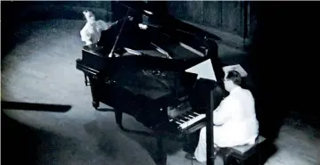  ??  ?? A shared passion for music: Gladys Forbes and Lionel Wendt at a two-piano concert