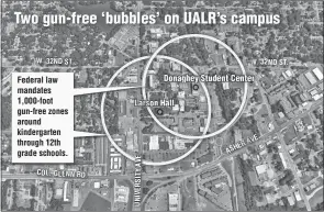  ?? SOURCE: Google maps Arkansas Democrat-Gazette ?? An eStem High School will be located on the University of Arkansas at Little Rock’s campus. Larson Hall will house the high school. Donaghey Student Center will have a specific breakfast and lunch serving area for the high school students’ daily use....