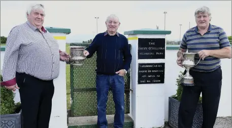  ??  ?? Key figures behind the 1972 Boherbue GAA Club and the Junior Football triumph were Phil O’Sullivan, Donie Buckley and Bill O’Keeffe. Photo by John Tarrant