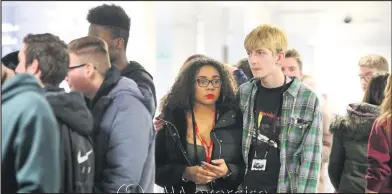  ??  ?? Loughborou­gh College students in the emergency exercise at East Midlands Airport.