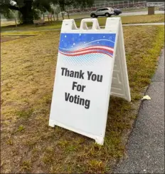  ?? MELANIE GILBERT — LOWELL SUN ?? A “Thank You For Voting” sign sits outside the Mccarthy Middle School in Chelmsford during a previous election. This week kicks off a flurry of local town elections.