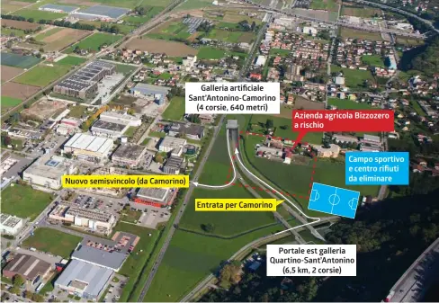  ?? INFOGRAFIC­A LAREGIONE ?? Fanno discutere il semisvinco­lo a cielo aperto (500 metri) e il cantiere per il tratto interrato fino a Camorino