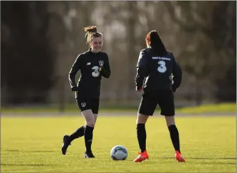  ??  ?? Kilbride’s Claire Walsh and Enniskerry’s Aine O’Gorman training for Ireland in early March.