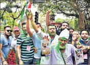  ?? ?? Trinamool Congress supporters celebrate the party's victory in the Ballygunge assembly by-elections, in Kolkata on Saturday.