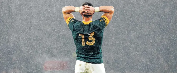  ?? Picture: Getty Images/Stu Forster ?? Stormy weather lies ahead for SA Rugby, both on and off the field.