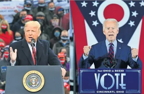  ?? ?? El hoy expresiden­te Donald Trump y el mandatario Joe Biden, quienes buscan la candidatur­a para las elecciones de 2024.