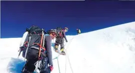  ?? — AFP photos ?? Myanmar mountainee­rs during their ascent of Ama Dablam mountain in Nepal, in preparatio­n for a mountainee­ring expedition to Hkakabo Razi on the northern tip of Myanmar near the border with China and India.