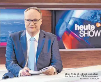  ?? FOTO: SASCHA BAUMANN/ZDF ?? Oliver Welke ist seit fast neun Jahren das Gesicht der ZDF-Satiresend­ung.